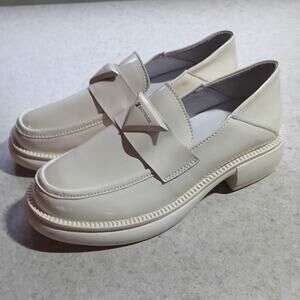 Bvoteuge Cream Patent Loafer Shoes 7.5 Minimalist Quietlux Dress Classic Career